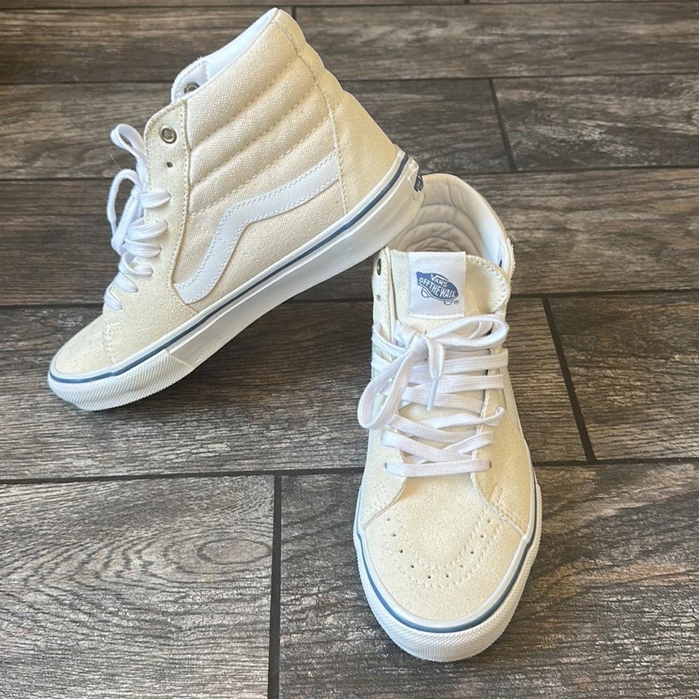 High Top Leather and Canvas Popcush Vans— worn once
